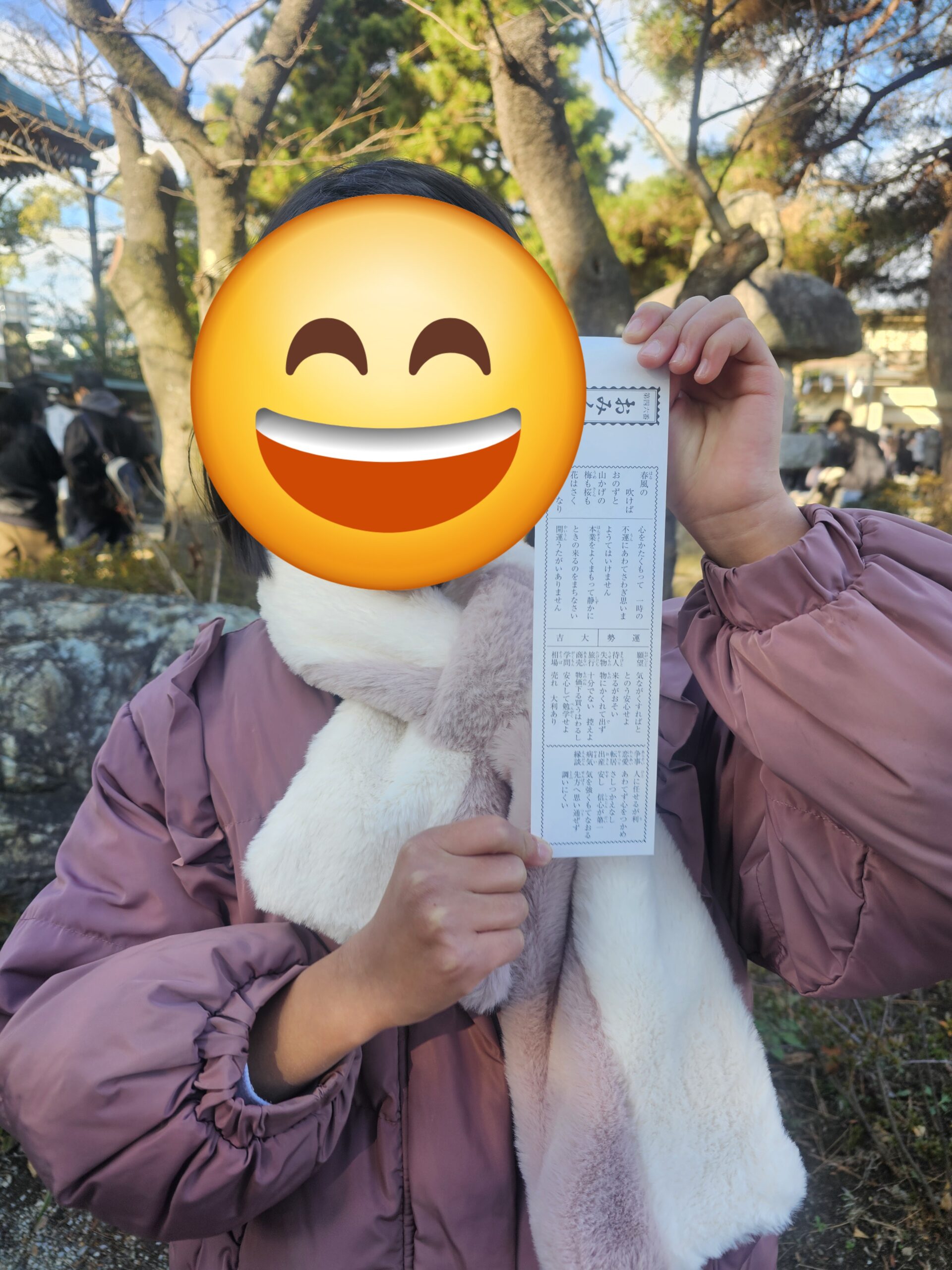 葛飾八幡宮で大吉を引いた娘