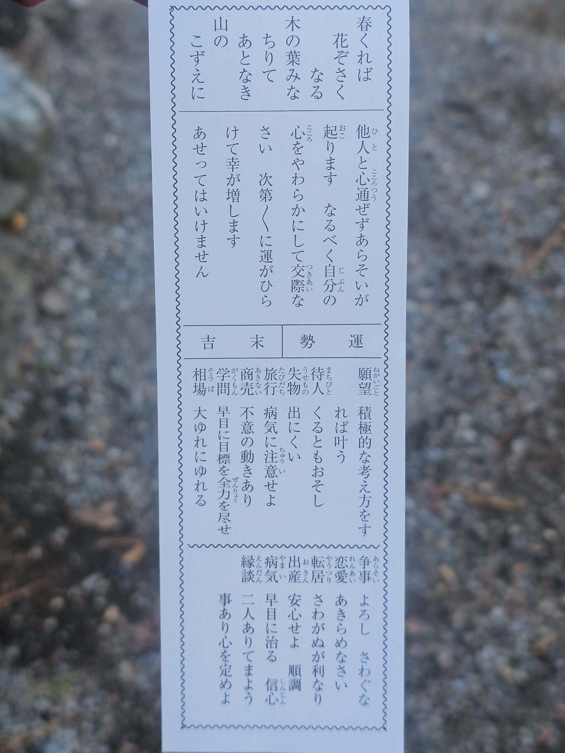 葛飾八幡宮のおみくじ(末吉)