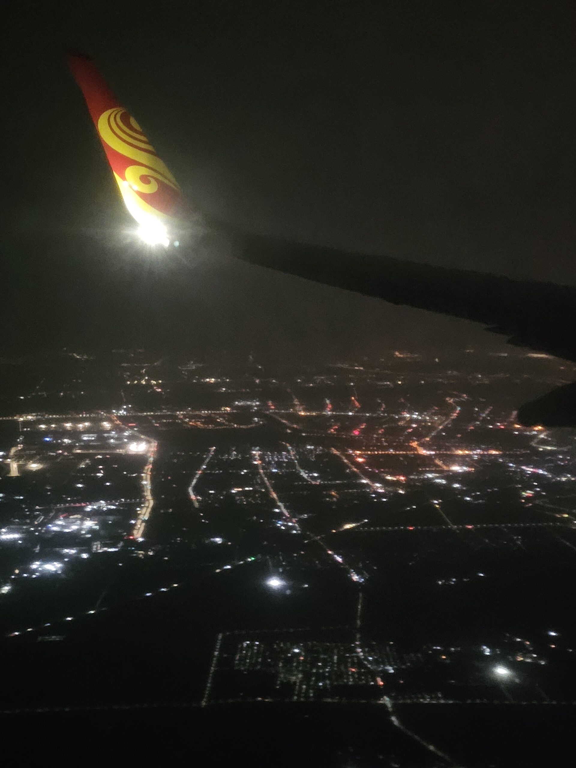 機内から見えた中国の街並み